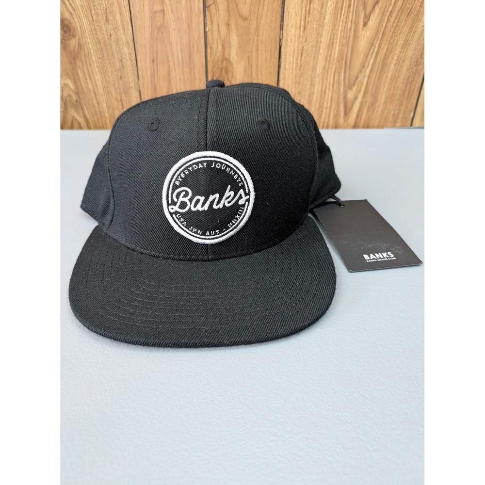 Banks Everyday Journeys Black Snapback Hat NWT Wool Blend Baseball Cap Casual